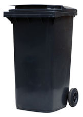 Grey wheeled bin